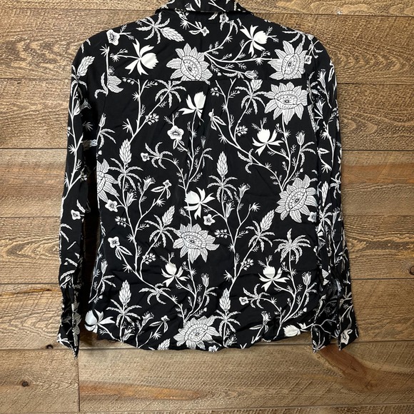 Scotch & Soda Floral Button Down Shirt Black Collared Long Sleeve Size XS - Picture 6 of 10